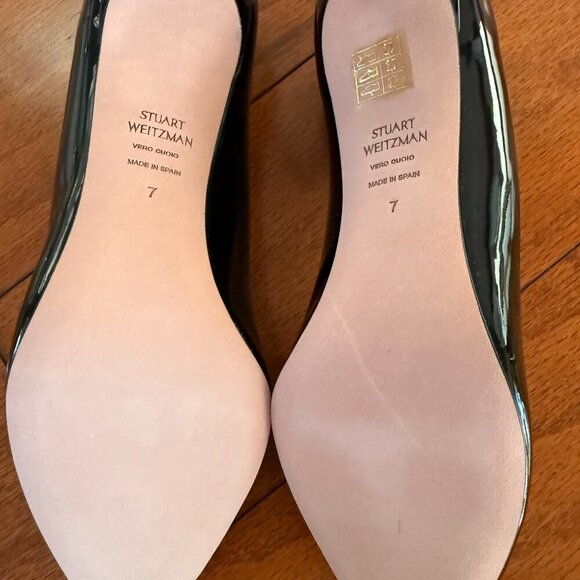 Stuart Weitzman Anny 70 Pointy Toe Pump Black Patent Heel Women’s NEW NIB Size 7 - Picture 15 of 16